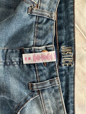 Justice Girls Light Blue Denim Jean Skort with Contrast Stitching